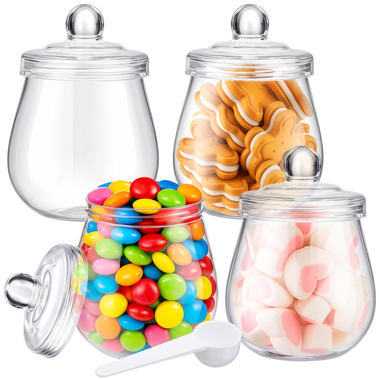 Amazon.com: Nuogo 4 Pcs Plastic Candy and Cookie Jars with Lids